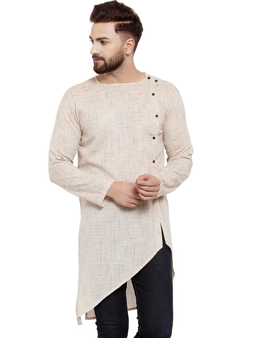 beige solid asymmetric kurta - 17032542 - Zoom Image - 0