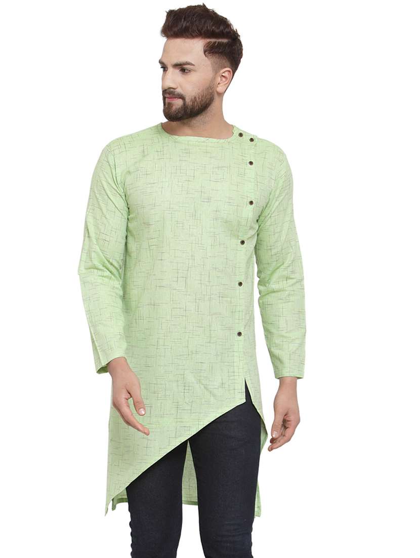 green solid asymmetric kurta