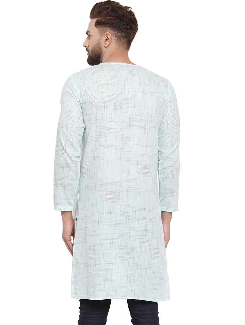men light blue solid asymmetric kurta - 17032547 -  Standard Image - 2