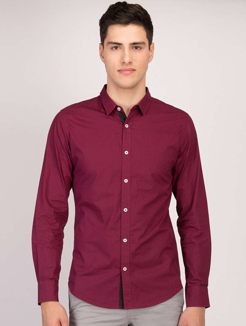 red solid casual shirt