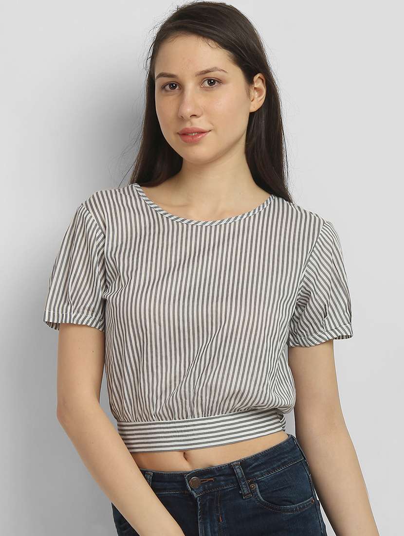 tie back striped top 