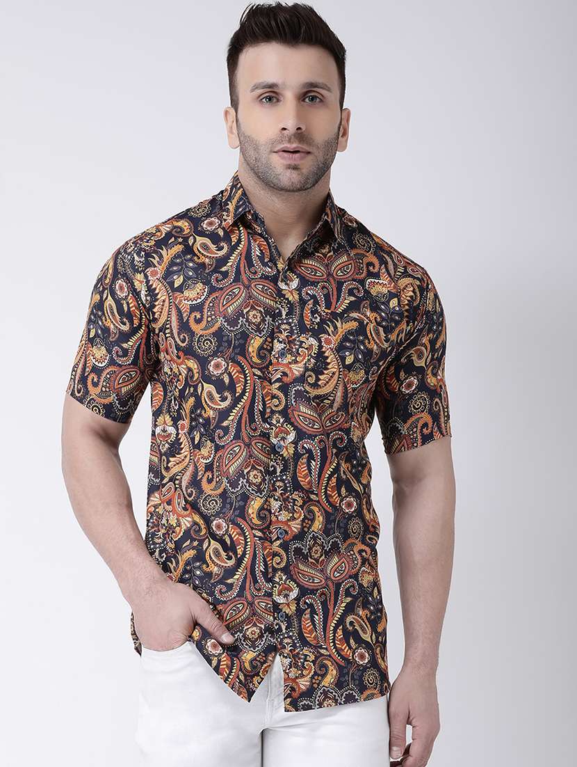 multi colored paisley print casual shirt