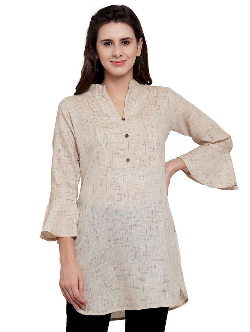 solid bell sleeves straight kurti