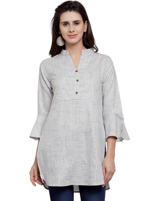 solid bell sleeves straight kurti - 17035123 -  Standard Image - 0