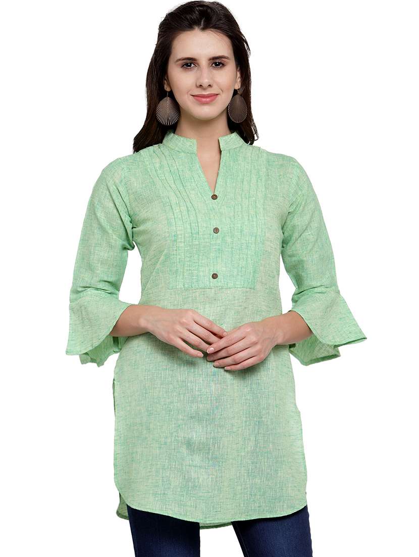 solid bell sleeves straight kurti