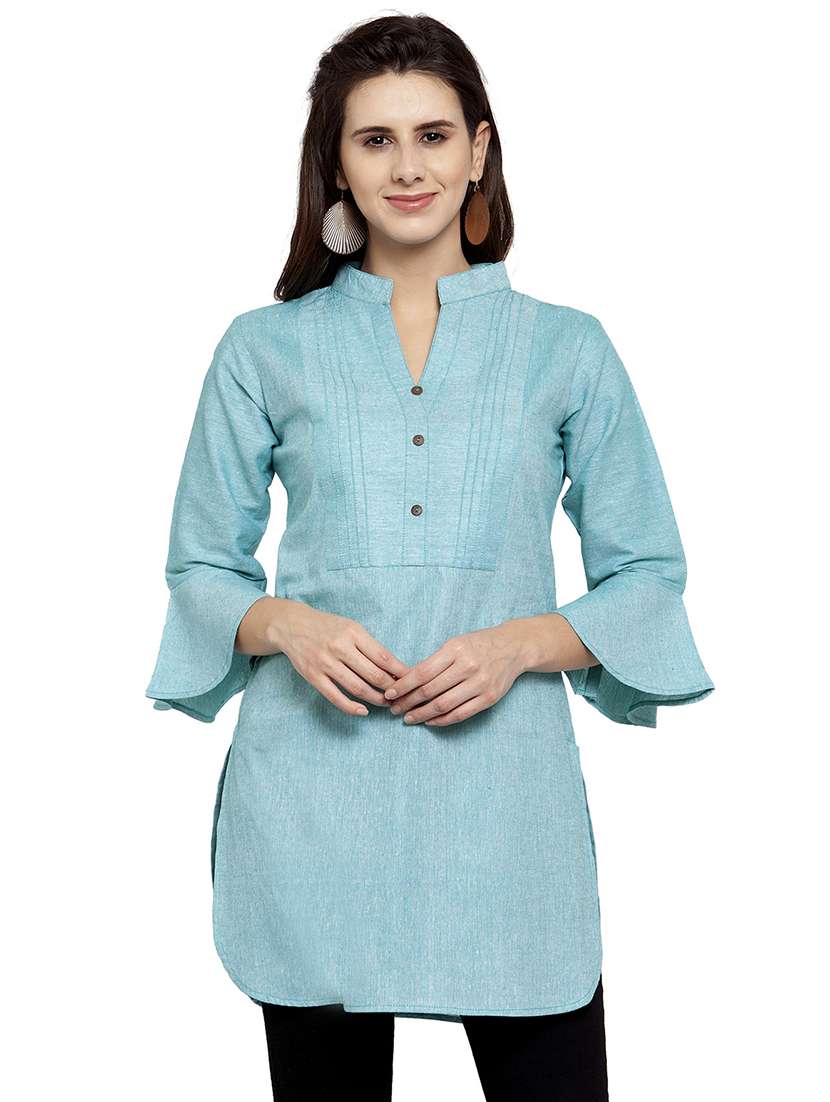 solid bell sleeves straight kurti