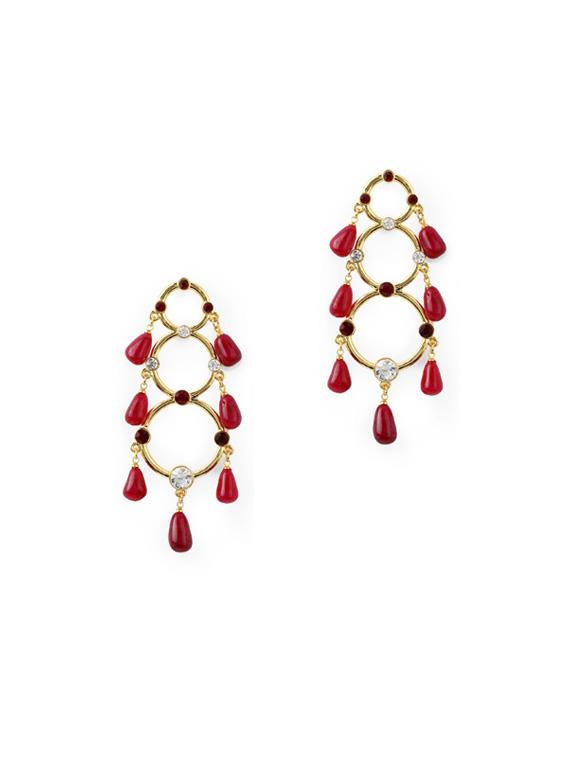 red metal drop earring - 17041086 -  Zoom Image - 0