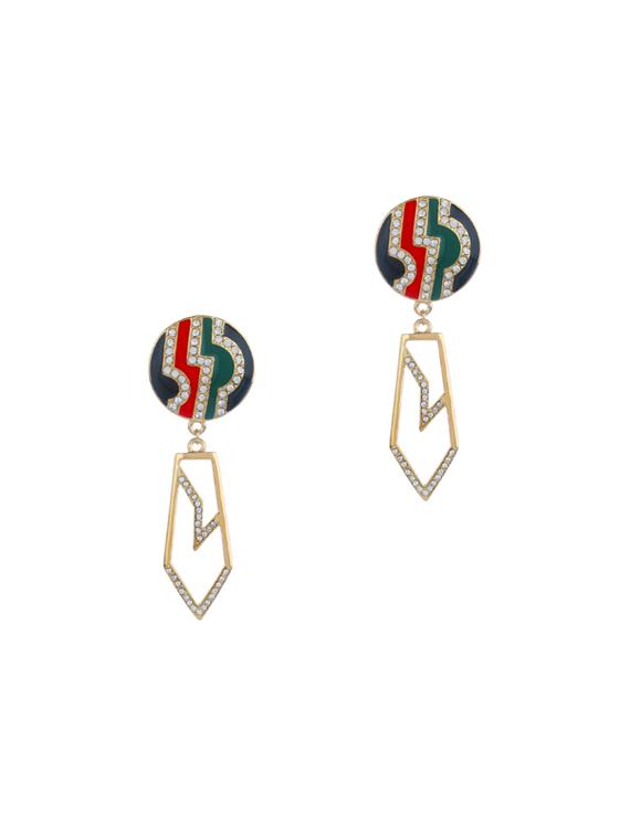 multi colored metal drop earring - 17041101 -  Zoom Image - 0