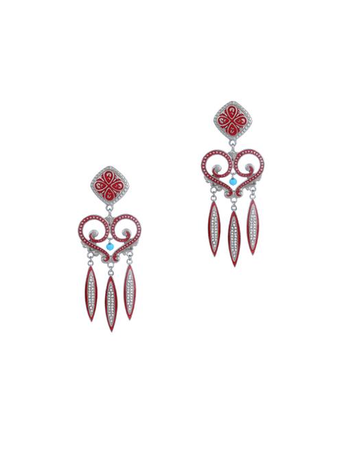 red metal drop earring - 17041105 - Standard Image - 0