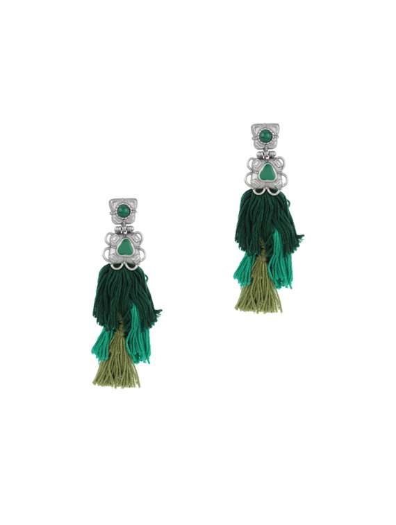 green metal drop earring - 17041135 -  Zoom Image - 0