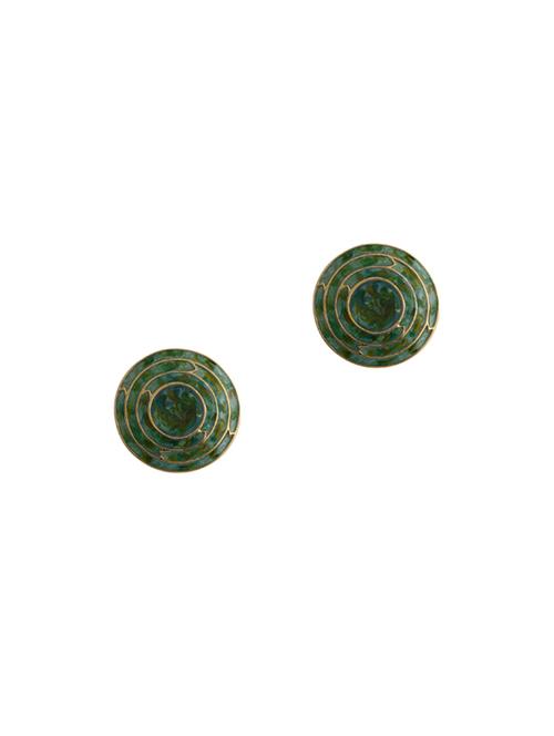 green metal studs earring - 17041169 - Standard Image - 0