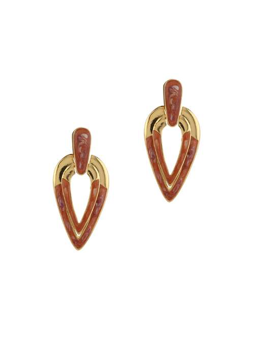 gold metal drop earring - 17041178 - Standard Image - 0