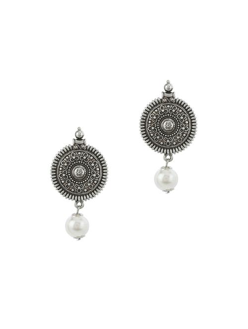 silver metal drop earring - 17041282 - Standard Image - 0