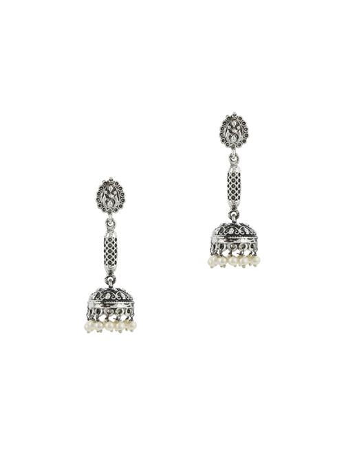 silver metal jhumka earring - 17041300 - Standard Image - 0