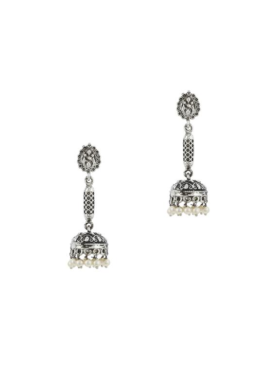 silver metal jhumka earring - 17041300 - Zoom Image - 0