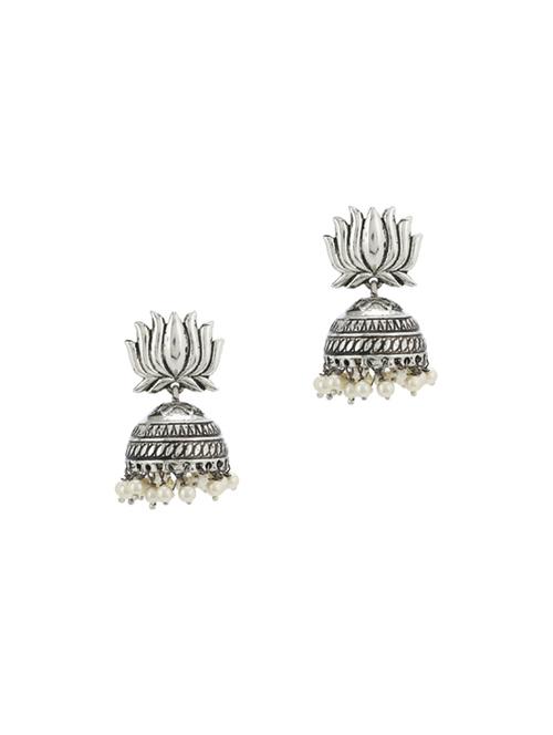 silver metal jhumka earring - 17041307 -  Standard Image - 0