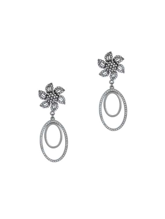 silver metal drop earring