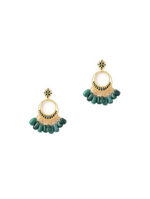 green metal drop earring - 17041426 - Standard Image - 0