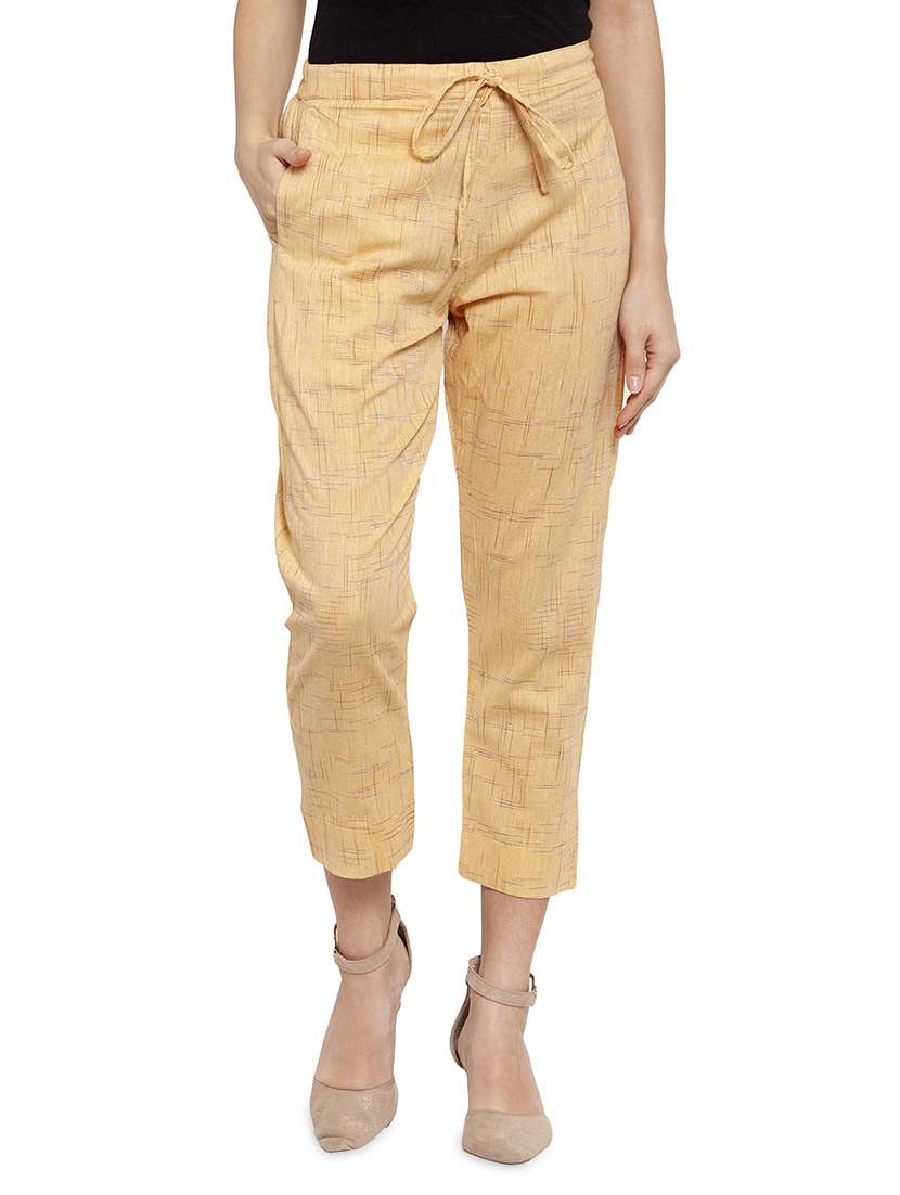 self design flat front cigarette pants