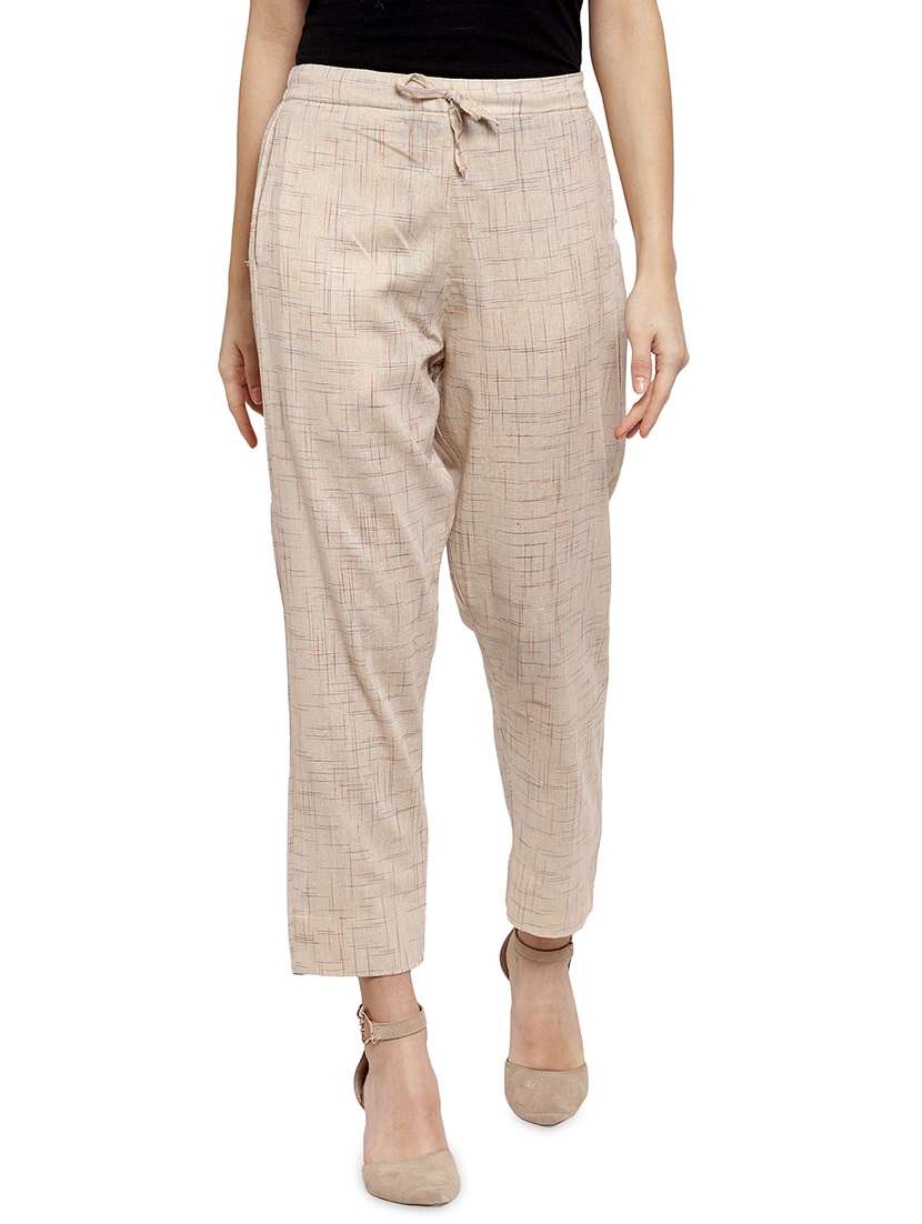 self design flat front cigarette pants