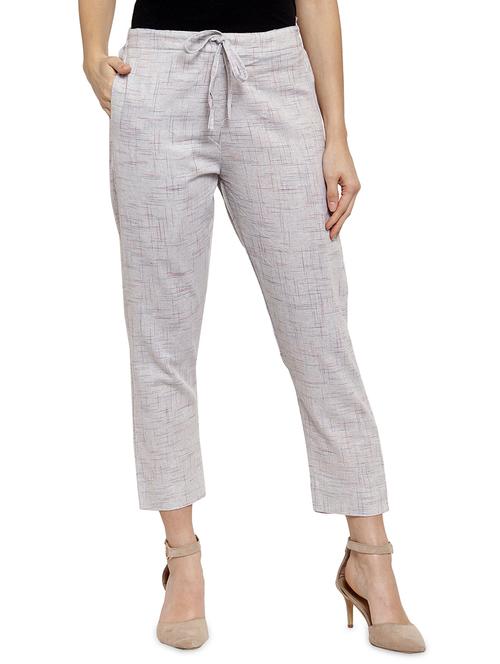 self design flat front cigarette pants - 17060636 - Standard Image - 0
