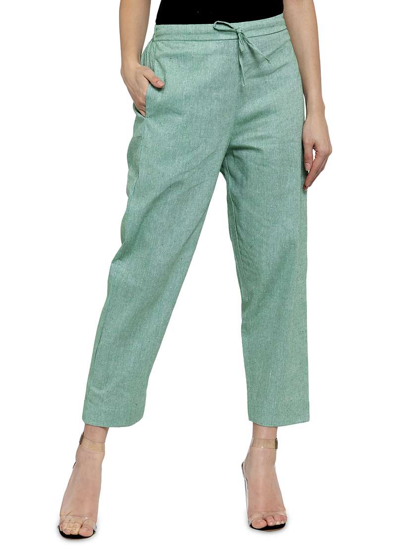 solid flat front cigarette pants