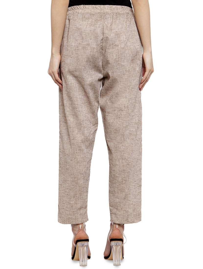 women self design calf length tailored pants - 17060966 - Standard Image - 2