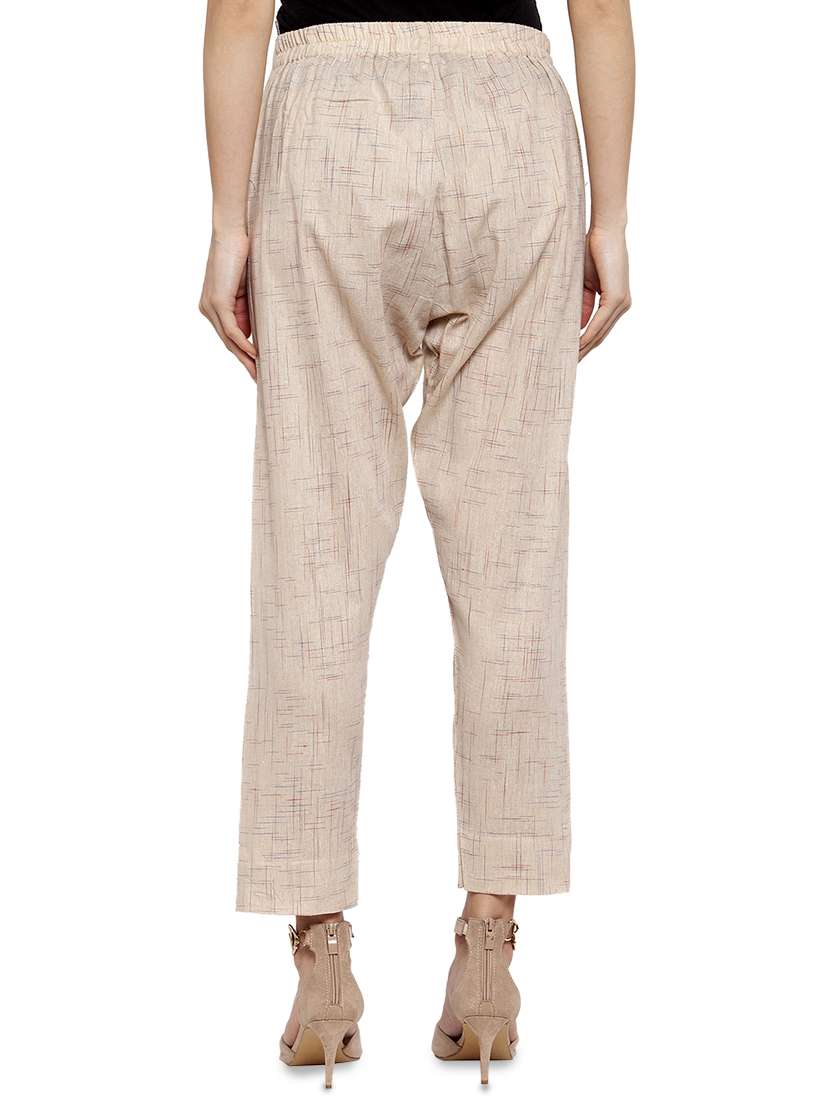 women self design calf length tailored pants - 17060970 - Standard Image - 2