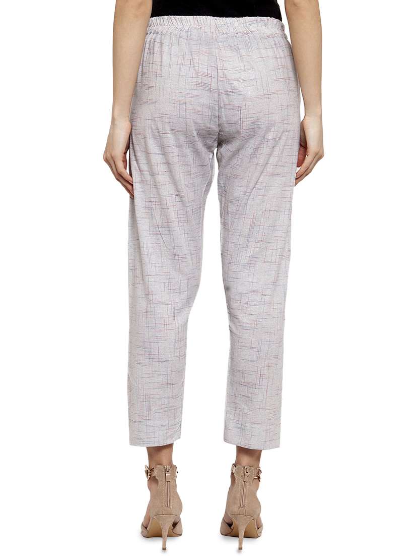 women self design calf length tailored pants - 17060973 - Standard Image - 2