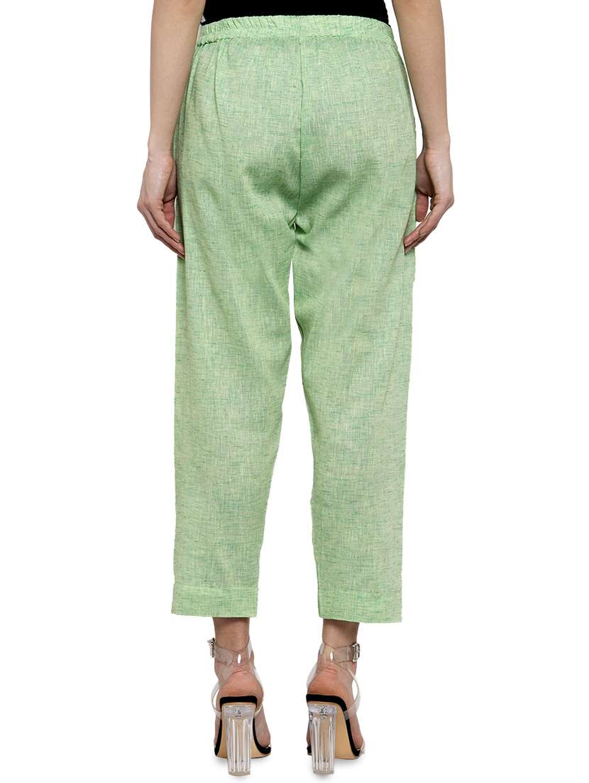 women self design calf length tailored pants - 17060977 - Standard Image - 2