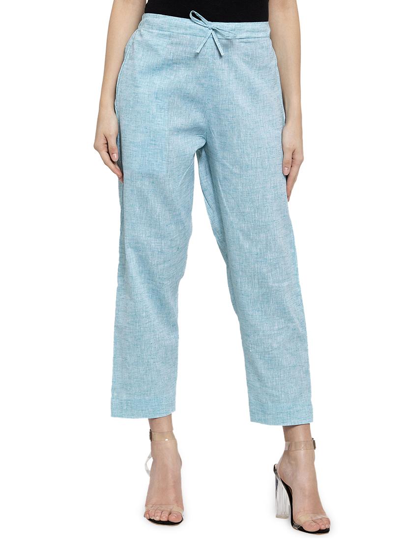 women self design calf length tailored pants - 17060978 -  Zoom Image - 0