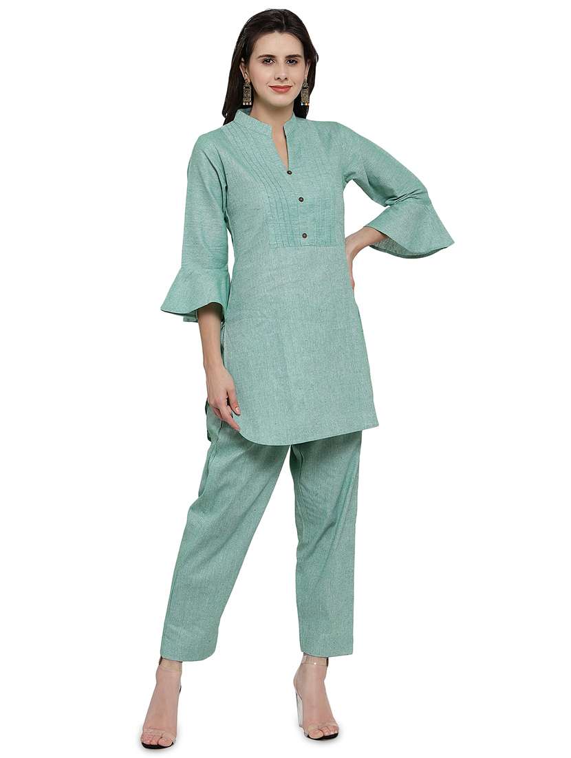 women three quarter sleeve ethnic co-ord set