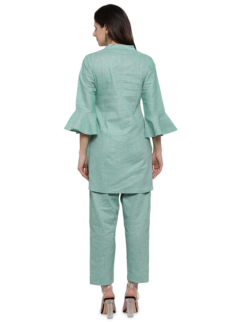 women three quarter sleeve ethnic co-ord set - 17062096 - Standard Image - 2