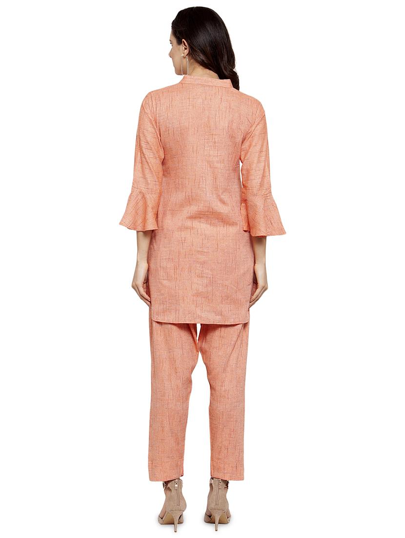 women solid bell sleeve ethnic co ord set - 17062100 - Standard Image - 2