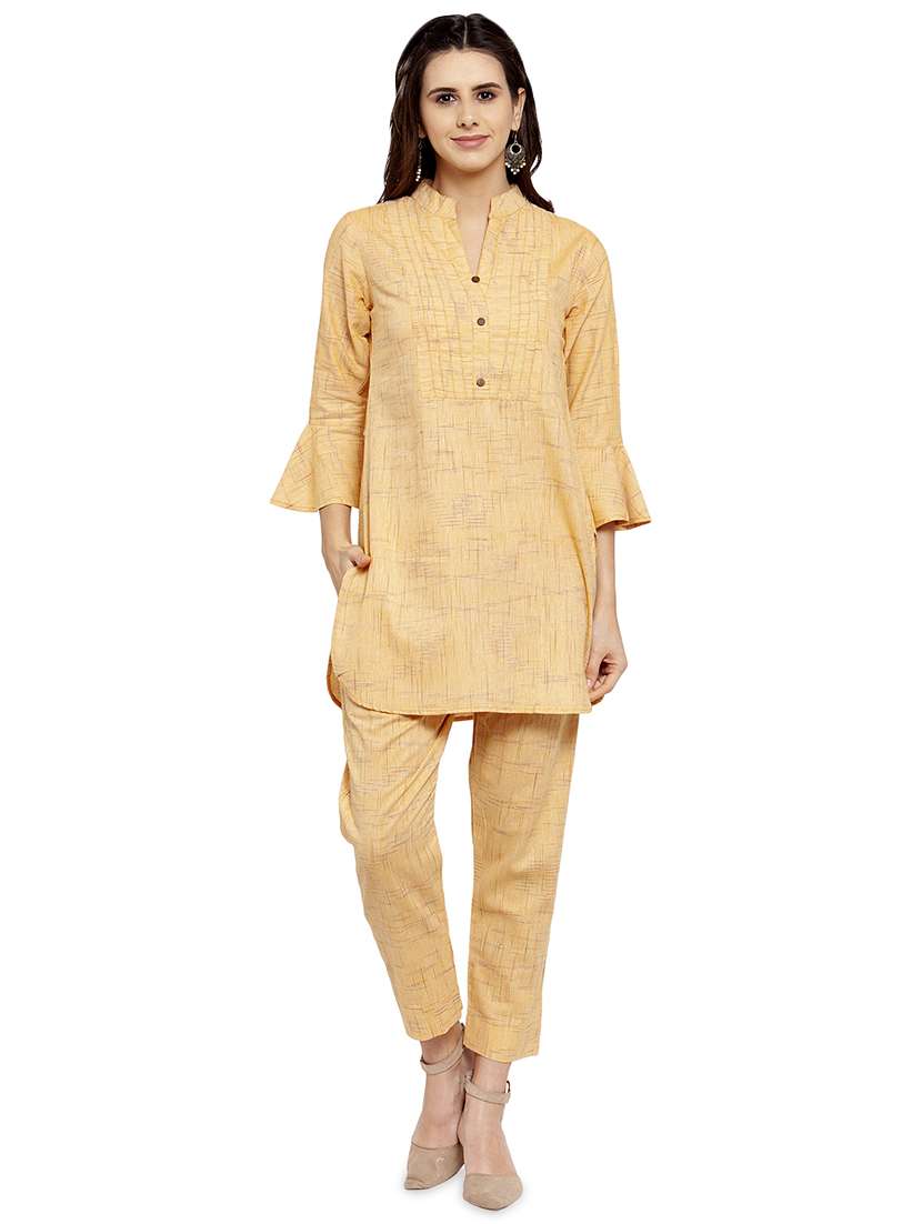 women self design bell sleeve ethnic co ords set