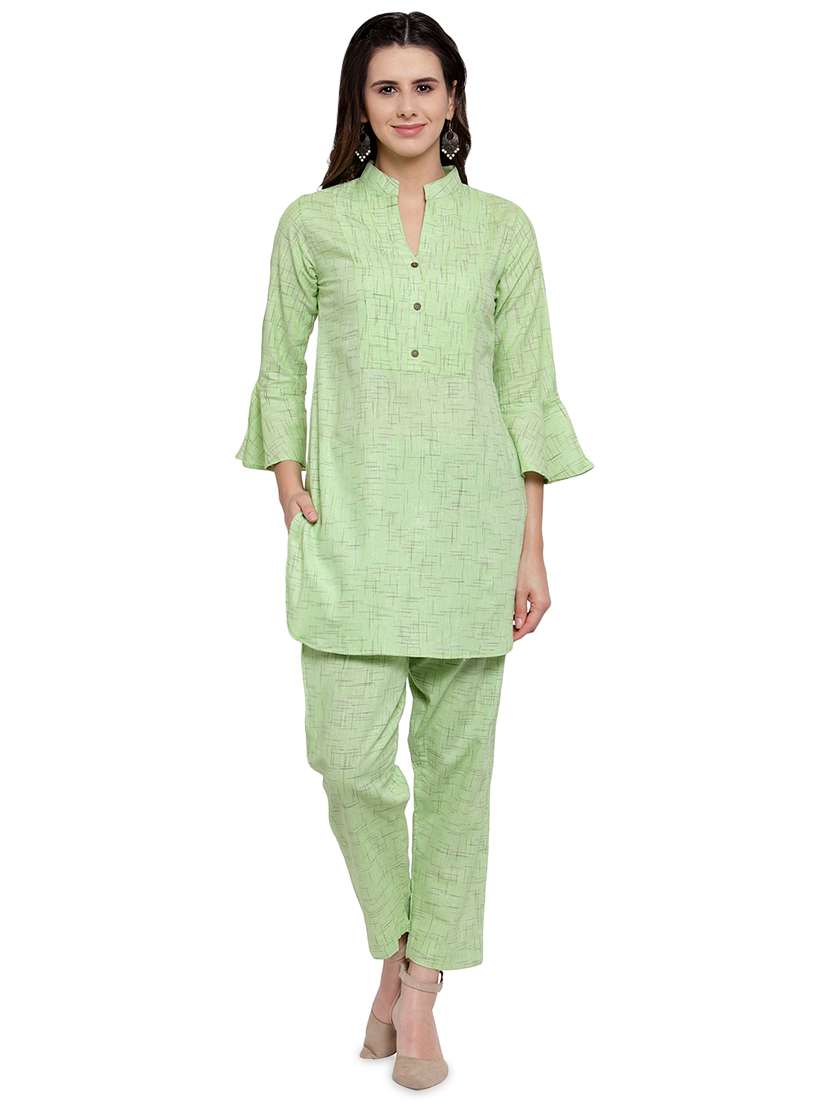 solid kurta pant set