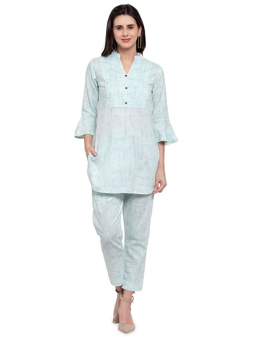women self design three quarter sleeve ethnic co-ord set