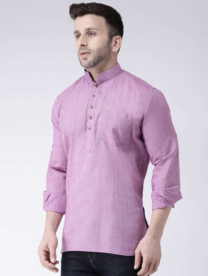 purple solid short kurta