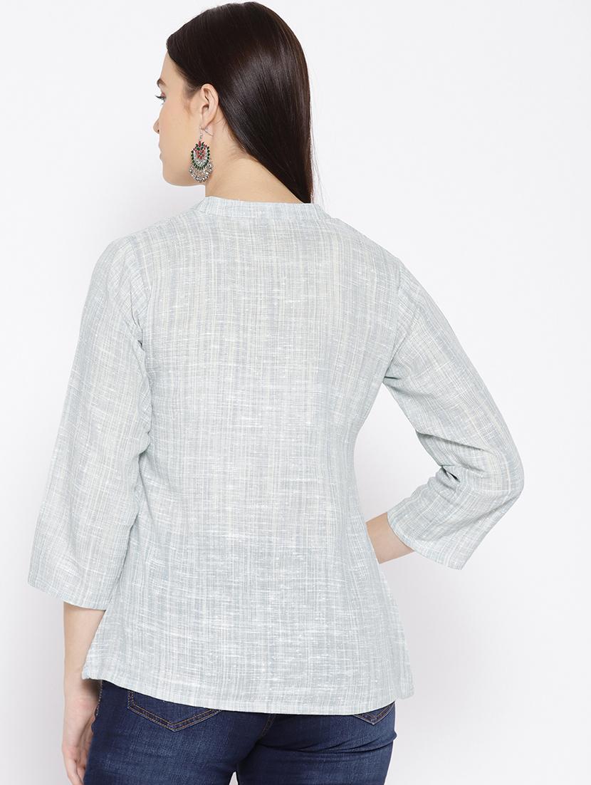 mandarin neck self tunic - 17064396 - Standard Image - 2