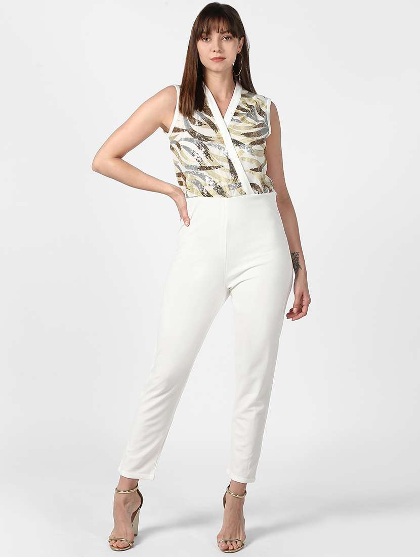 sequin detail full leg jumpsuit