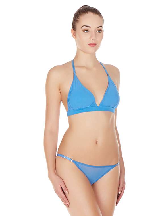 blue solid bras and panty set - 17068276 - Standard Image - 2