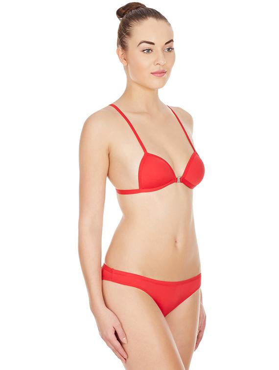 red solid bras and panty set - 17068283 - Standard Image - 2