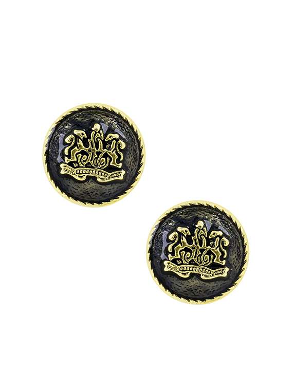 black, gold metal cufflinks