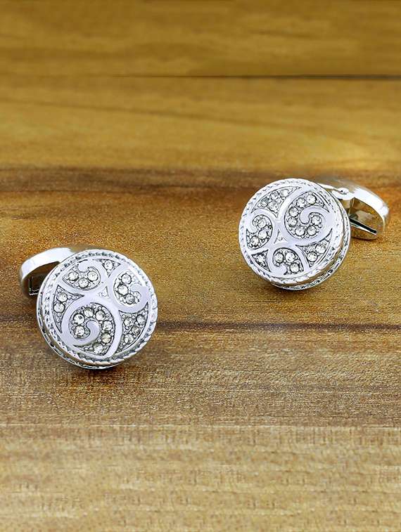 silver metal cufflinks