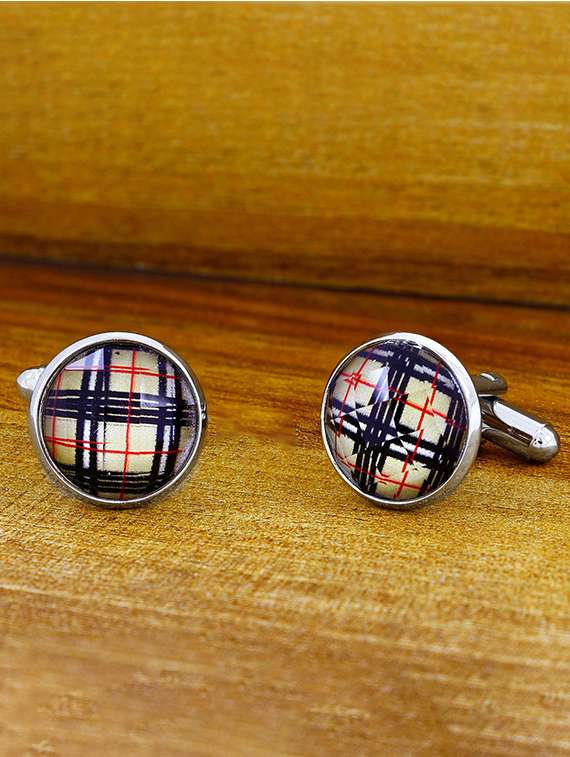 multi-color, silver metal cufflinks