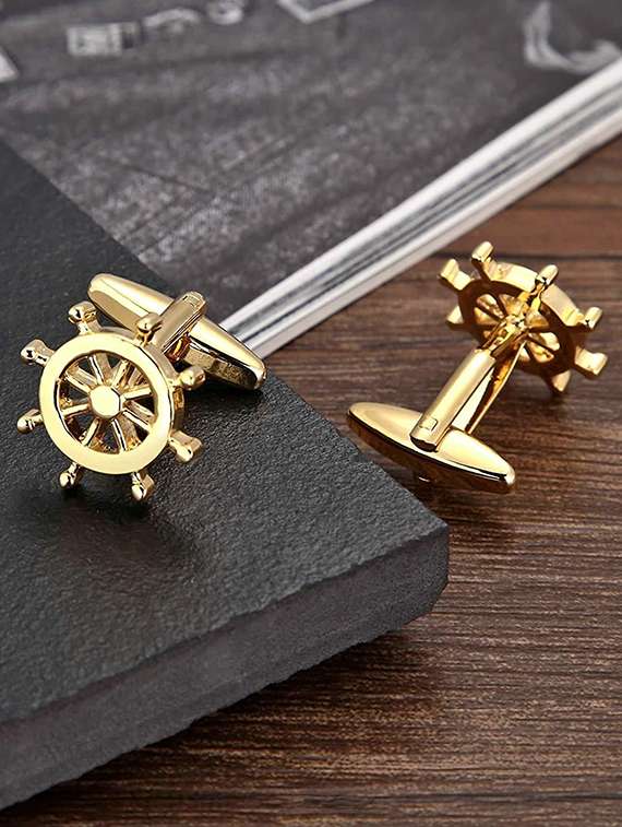 gold metal cufflinks