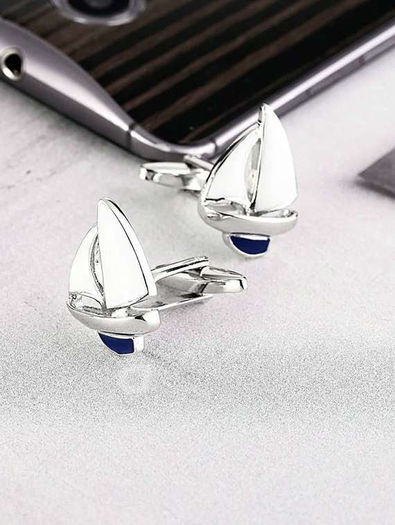 silver metal cufflinks