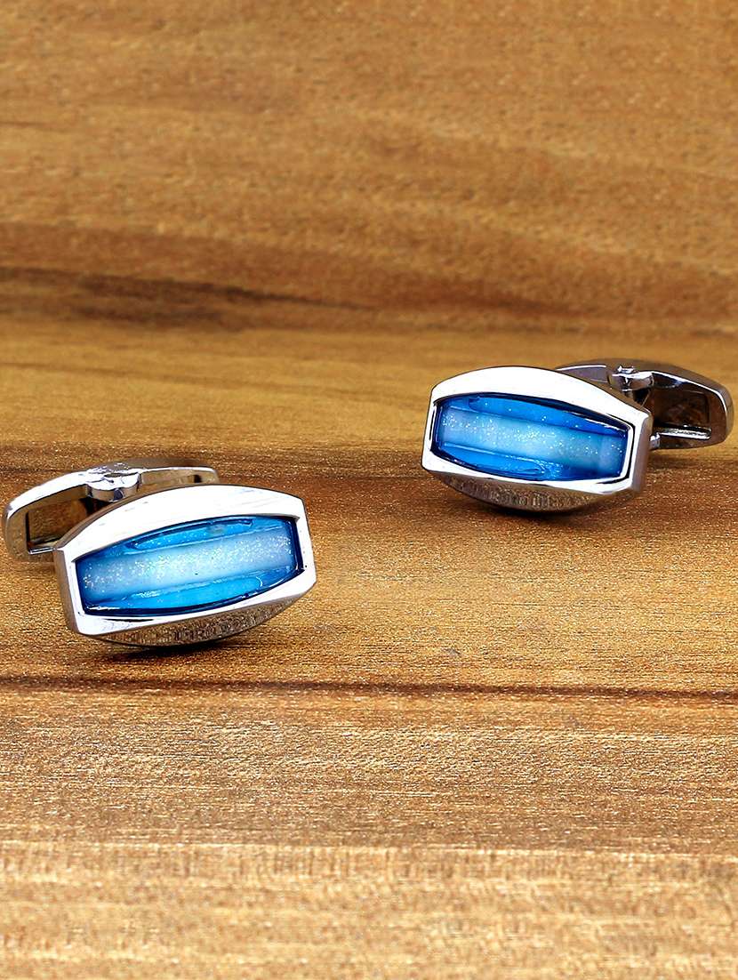 green, silver metal cufflinks