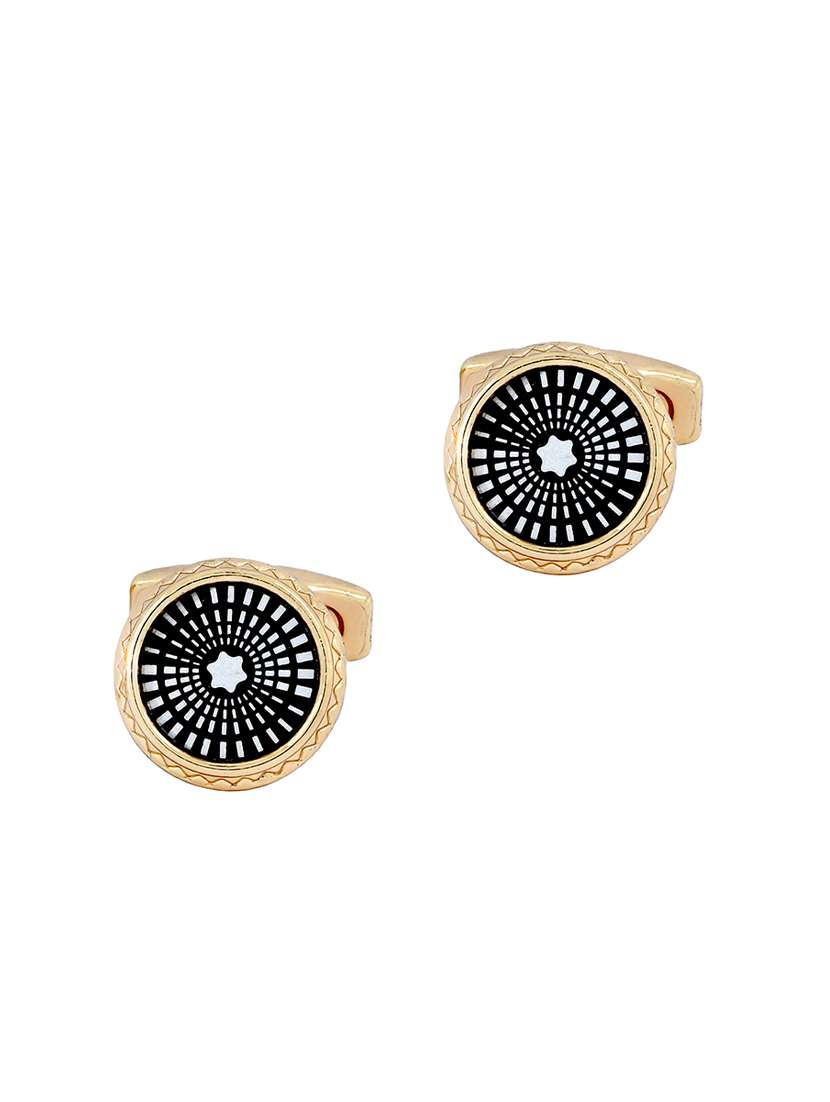 black, gold metal cufflinks