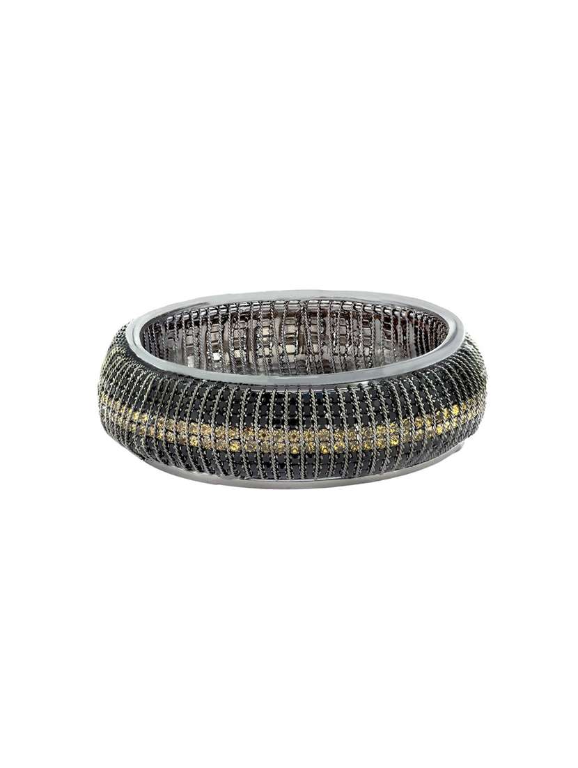 black sliver tone brass bangles